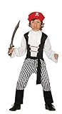 Disfraz infantil Guirca - Disfraz de pirata con traje y pañuelo, para niños de 5-6 años, color blanco y negro (83344)