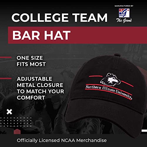 The-Game-NCAA-Adult-Bar-Hat-Garment-Washed-Twill-Embroidered-Design-Elevate-Your-Style-and-Show-Your-Team-Spirit-Northern-Illinois-Huskies-Black-Adult-Adjustable