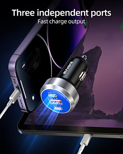 Usb C Car Charger, 65W 3-Port Super Fast Car Charger Adapter, Pd & Qc 3.0 Type C Cigarette Lighter Usb Charger, Usb C Car Phone Charger Adapter For Iphone 14 Pro Max/13, Samsung Galaxy, Google Pixel #TOP1