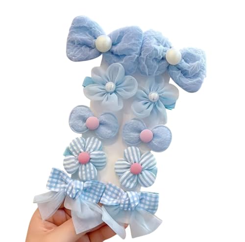 Image of SYGA 10-Piece Baby Hair Clip Set for Girls Adorable Bow and Flower Designs Hair Pin Soft, Lightweight, and Stylish - Blue