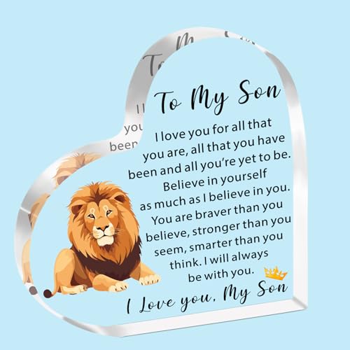 SDOFY Son Gifts Son Acrylic Plaque Gifts Teenage Boy Gifts for Son Son Gifts from Mum Birthday Christmas Graduation Confirmation Gifts for Son