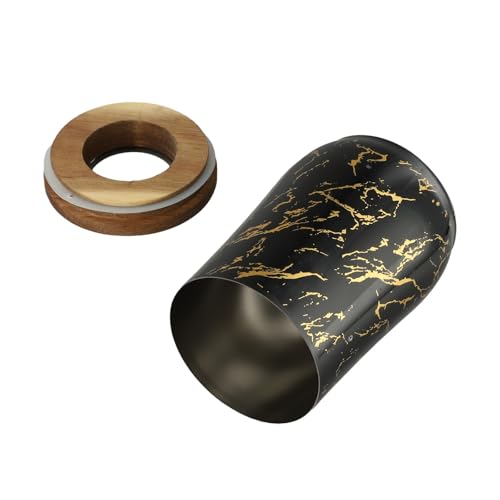 Envase para café de acero inoxidable con tapa de madera y vidrio miniatura 3