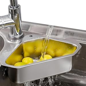 Voedselmand voor gootsteen, afdruiprek voor gootsteen, betrouwbare driehoekige mand voor gootsteen, driehoekige mand voor gootsteen, afval