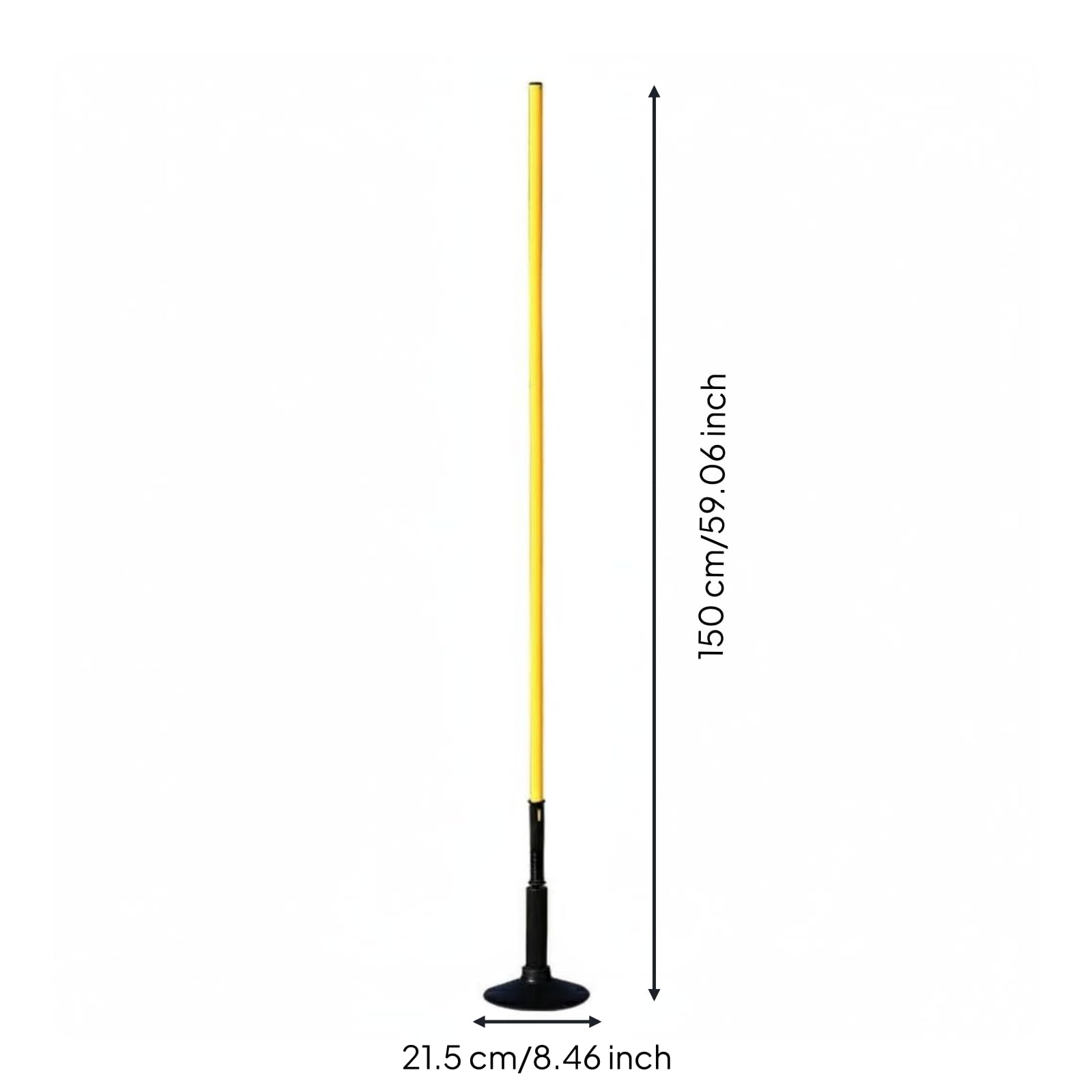 Cono Allenamento Bambini Palo Calcio Slalom Dribbling Agilità Base in Gomma Fissata al Prato Materiale PVC Acciaio Struttura Leggera Adatto per Scuola, Giallo, 1.5 Metri
