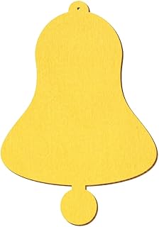 Campana de madera amarilla con agujero, 3-50 cm de altura, corte decorativo, tamaño a elegir, tamaño: 47 cm, paquete con: 10 unidades