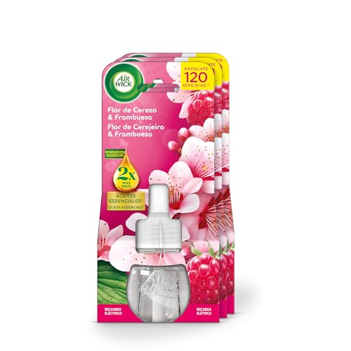 Disfruta de una fragancia duradera y envolvente. Con el aroma a Flor de Cerezo y Frambuesa, crea un ambiente acogedor en tu hogar. Los recambios ofrecen hasta 120 días de aroma intenso y consistente. Elige la intensidad perfecta para tu espacio.