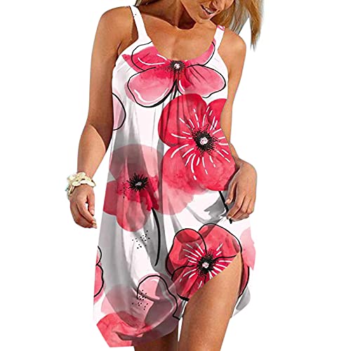 Maxi Dress for Women Summer Beach Summer Dresses for Women Women's O-Neck Sleeveless Gradient Print Plus Size Maxi Dress
