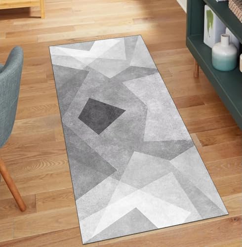 Alfombra de pasillo gris 100x180 cm moderna lavable para decorar el hogar 2
