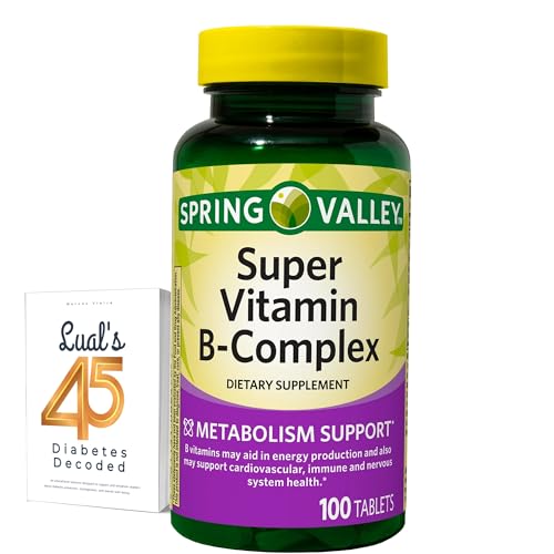 Spring Valley Super B Complex 100 Tablets Energy Support Bundle with Luals 45 Diabetes Decoded