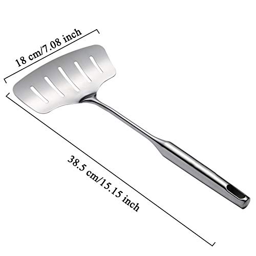 304 Acciaio Inox Spatole per Pesce Spatola di Pesce Forate per Pesce Spatola Ampia Turner Spatole di Pesce Comodo Grip Design per Tornitura,Ribaltamento,Friggere e Grigliare Cucinare Pancake Spatola - immagine 5