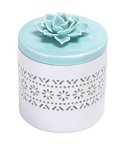 Bico Handcrafted Porcelain Green Lotus Translucent 17oz Storage Jar with Airtight lid