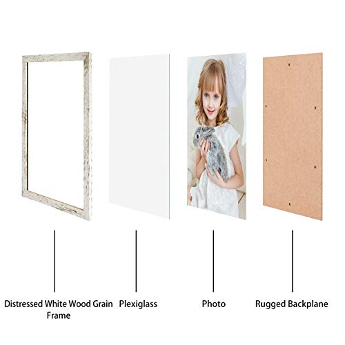 Capcillin 12X18 Picture Frame Wood Pattern Distressed White Poster Frame Set Of 1 thumb #5