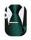 Barry.Wang Ensemble de cravates pour homme en satin solide classique avec carré de poche, boutons de manchette et clip - 4 pièces pour mariage, événement formel et affaire, taille unique