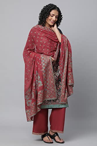 Image of Aurelia Women Viscose Festive Kurta Palazzo With Dupatta Set