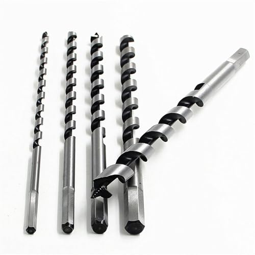 ZONADA 230mm Long Twist Hardwood Drill Bit Set of 5 Hardened High Carbon Steel 6-14mm Metal Spiral Drill Woodworking Hole Opener Punching Tool for Wood, Hardwood, Cork, Solid Wood