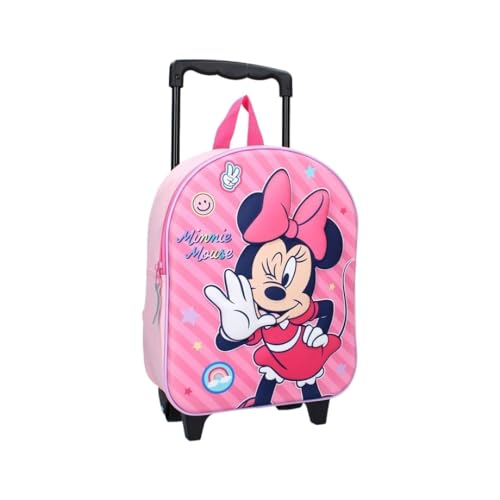 mybagstory - Sac à dos pour enfant - Trolley – Minnie Mouse – 3D – rose - Enfant - Ecole - Maternelle - Garderie - fille - Taille 32 cm - Bretelles...