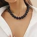 Large Red Beaded Choker Necklace for Women Vintage Black Pearls Balls Bead Collar Necklaces Chunky Adjustable Big Ball Pearl Jewelry Trendy Accessories (Black)
