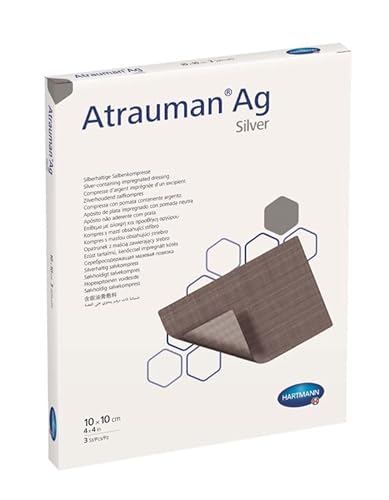 Garza di Tessuto Impregnato di un Unguento Contenente Argento, 10x10cm, 3 Pezzi