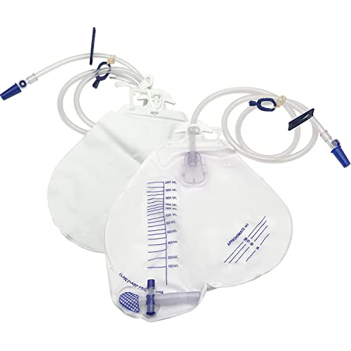 GlobalRoll Urinary Drainage Bag with AntiReflux Chamber, Urine Bag with 2000 mL Volume, 48