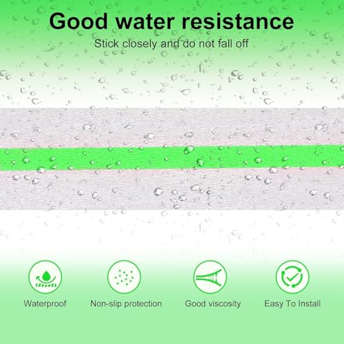 Image of Oudain 5-Meter,transparent Slip Tape with Glow in Dark Stripe for Stairs Waterproof Non Slip Strips for Stair Treads Black & Green Non-Slip Traction Tapes