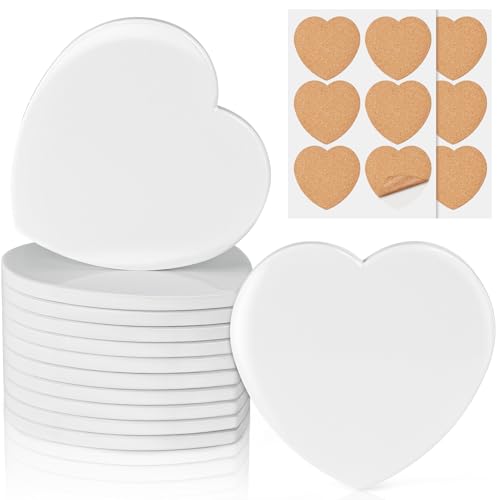 12 PCS Sublimation Coasters Glossy Glazed Ceramic Tiles with Cork Backings