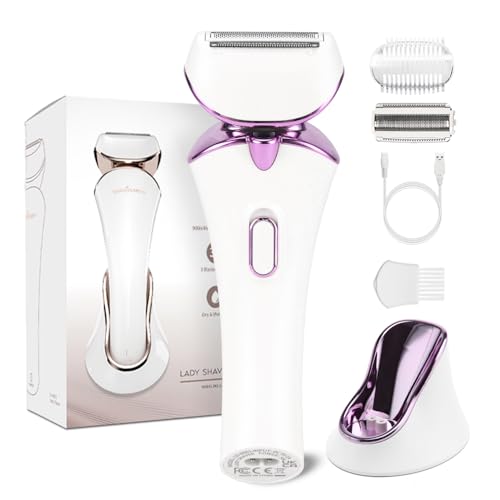 Image of Electric Body Shaver Trimmer for Women - BEAUTYCARE Cordless Razor for Women Portable Lady Shaver for Legs, Arm, Underarms, Bikini, USB Rechargeable, Wet & Dry Waterproof Bikini Trimmer for Woman, Purple