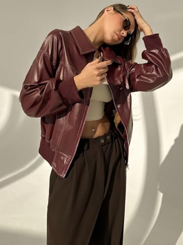 Chic Burgundy Women's Fall Winter Jacket with Stand Collar – Cozy & Classy for Any Occasion! - Image 6