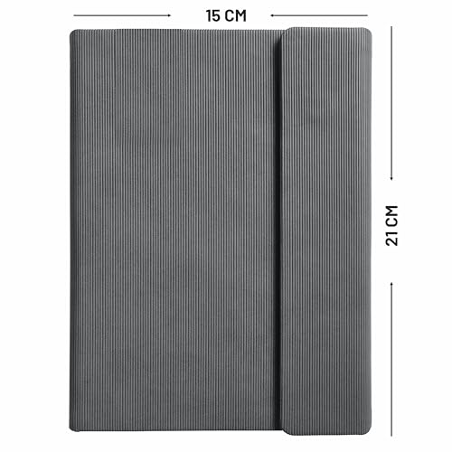 Image of Anupam A5 Cord Journal | 192 Pages | College Ruled Notebook | 80 Gsm Paper | PU Cover Magnetic Closure & Pen Holder Daily Planner | for daily used (Grey)