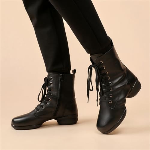 Men's Dancing Boots, Leather Ballroom Dance Character Shoes for Male High Top Modern Salsa Latin Tango Shoes 5