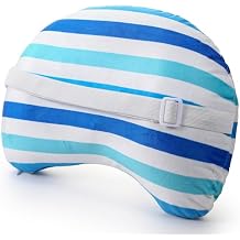 Yaomiao Inflatable Beach Pillow 17"x10" with Removable Cover, Beach Chair Stripe Backpacking Pillow with Strap for Summer Sand Pools Travel Vacations Pools Camping