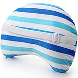 Yaomiao Inflatable Beach Pillow 17'x10' with Removable Cover, Beach Chair Stripe Backpacking Pillow with Strap for Summer Sand Pools Travel Vacations Pools Camping