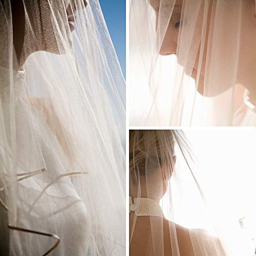White Wedding Veil,2 Tier Ribbon Edge Center Cascade Bridal Veil With Comb For Bachelorette Party #TOP5