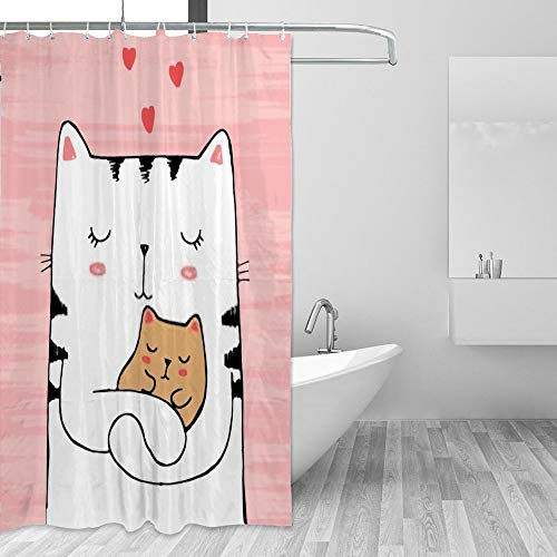 Rideau de douche chat lavable en machine en textile polyester étanche - 5