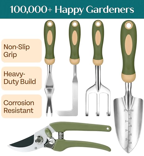 Heavy Duty Gardening Tools - Gardening Gifts for Women, Men, Mom, Dad - Durable, Ergonomic Garden Tools Set (Floral) - Image 2