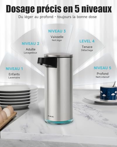 AIKE Distributeur de Savon Automatique, Rechargeable USB-C 380ml – vue 4