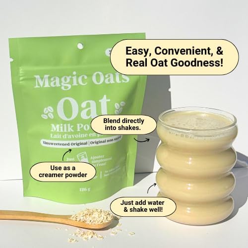Magic Oats Oat Milk Powder | Vegan | Gluten Free | No Added Sugar, Nuts or Lactose | Non-Dairy Creamer | Made in Canada | Unsweetened Original Flavour | 2-Pack (126g x 2) - 3
