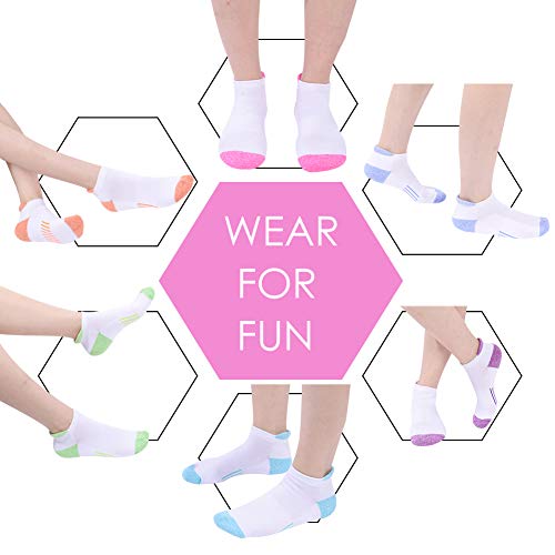 Joynée Womens Ankle Athletic Low Cut Tab Socks Cushioned Running Sports 6 Pack,White,Sock Size 9-11 #TOP4