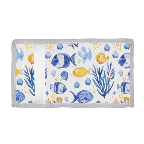 ALAZA Kids Wallets for Boys Girls Toddler Trifold Wallet Children Small Seaweeds Fish Seashells with Zipper Coin Pocket2