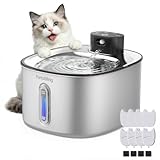 PartsBling Wireless Cat Water Fountain Stainless Steel, 4.2L/142fl oz Ultra Quiet Pet Water Dispenser Bowl for Cats & Dogs, Cordless Dog Water Fountain with 5000 mAh Battery Operated with 4 Filters