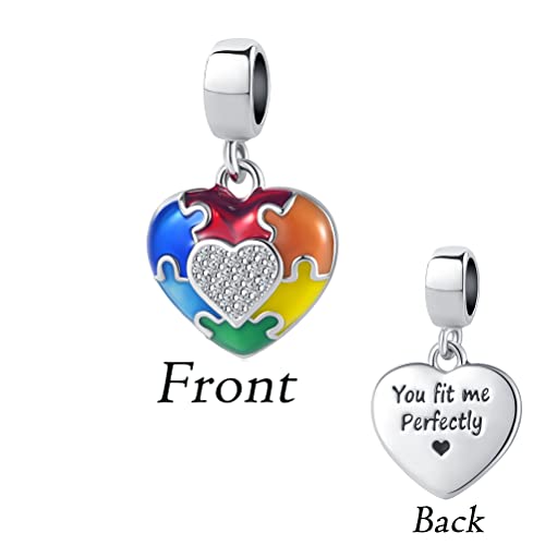 NanMuc Autism Awareness Charm Necklace Puzzle Piece Enamel ASD Pendant- You Fit Me Perfectly Heart Charms4