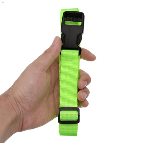 Image of HARFINGTON 2pcs Luggage Straps 1 inch x 118 inch Utility Luggage Connector Strap Nylon Adjustable Suitcase Belt with Buckle for Travel Outdoor Bag Luggage Packing Accessories, Fluorescent Green