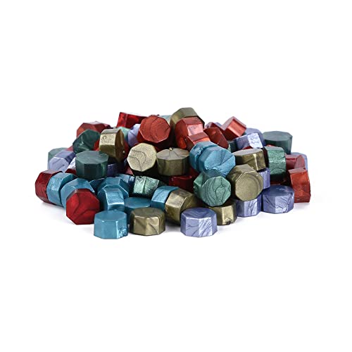 Lot de 100 perles octogonales de cire à cacheter - Couleurs mélangées - Pour enveloppes, cadeaux, invitations Cover