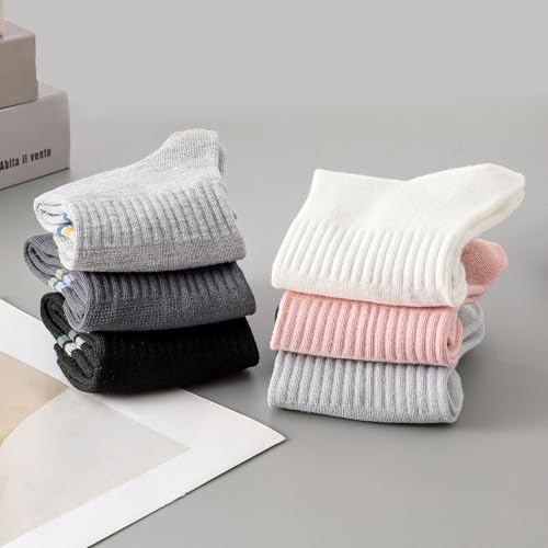 6 Pack Crew Socks for Women Men - Fashionable Strip Ribbed Cuffs Soft Luxe Wide Heel Smooth Flat Seam Toe Arch Support2