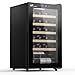 Upstreman Wine Fridge 24-Bottle, Full Glass Door Wine Cooler, 5°C - 20°C Adjustable, Built-in & Under-Counter Design, Double Glazing, Touch Control Panel, LED Light, 5 Shelves, W24-Black
