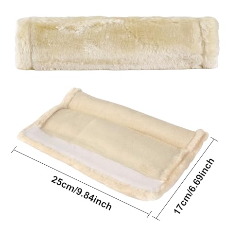MOONET 2 Packs Car Seatbelt Covers Shoulder Pad for More Comfortable Driving, Universal Seat Belt Cover for Handbag Camera Backpack Straps, Soft Faux Sheepskin Wool Seat Belt Cushion (Beige)