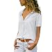 Xmiral Donna Camicia Bluse Donne Scollo a V Pulsante Manica Lunga T-Shirt Top Camicetta Confortevole Casa XXXXXL Bianca