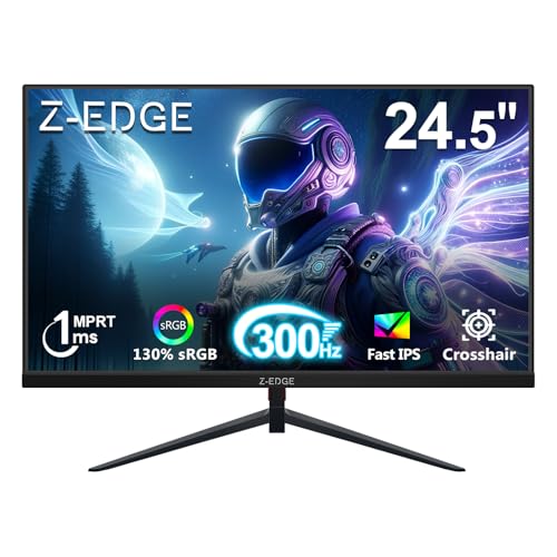 Z-Edge 24.5 inch 300Hz 280Hz 240Hz Gaming Monitor, UG25S FHD 1080p, Ultra Fast MPRT 1ms, IPS Monitor Gaming, PC Computer Monitor, 16.7M Colors, DP x2, HDMI x2