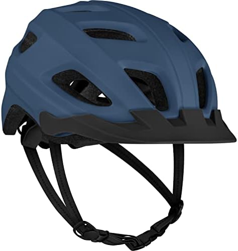 Retrospec Lennon Bike Helmet with LED Safety Light Adjustable Dial & Removable Visor - Adjustable Bicycle Helmet for Adult Men & Women - Matte Navy One Size