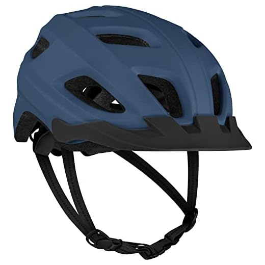 Retrospec Lennon Bike Helmet with LED Safety Light Adjustable Dial & Removable Visor - Adjustable Bicycle Helmet for Adult Men & Women - Matte Navy One Size