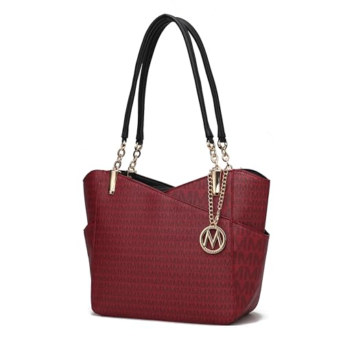 MKF Collection Bolsa feminina exclusiva, bolsa de ombro, bolsa de mão de couro vegano com alça superior, Jules Borgonha, Large